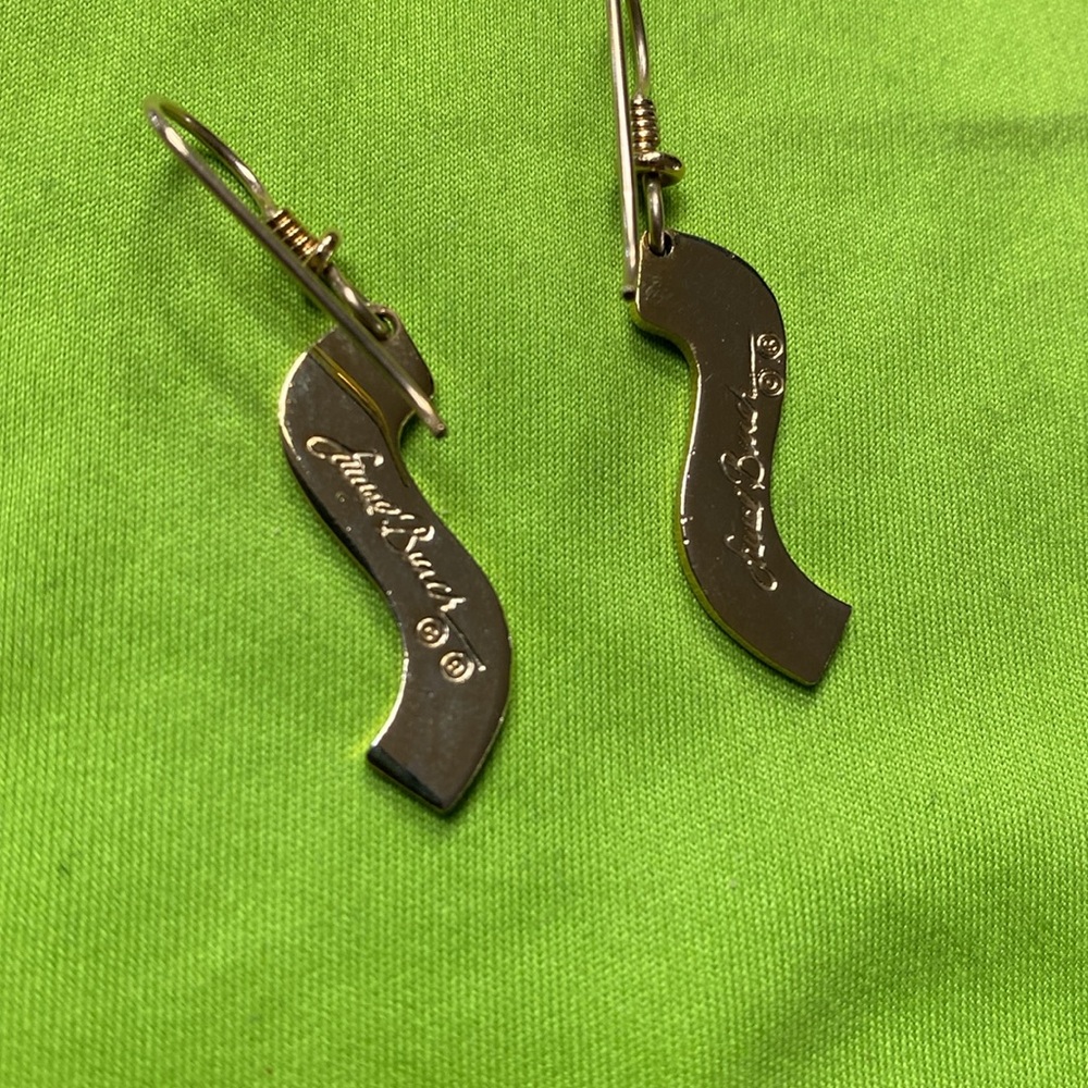 Laurel Burch Periwinkle Enamel and Gold Dangle Earrings - Picture 3 of 4